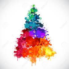 a Christmas tree painted in rainbow colours