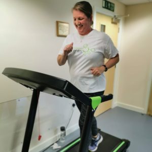 Sharon running on a treadmill