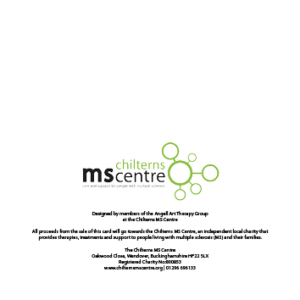 Reverse of a Christmas Card displaying the logo and contact details for the Chilterns MS Centre