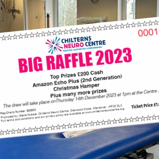 Large physio gym with a raffle ticket for the big raffle 2023 right in the Centre